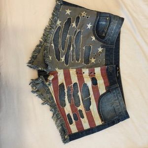 American flag jean shorts